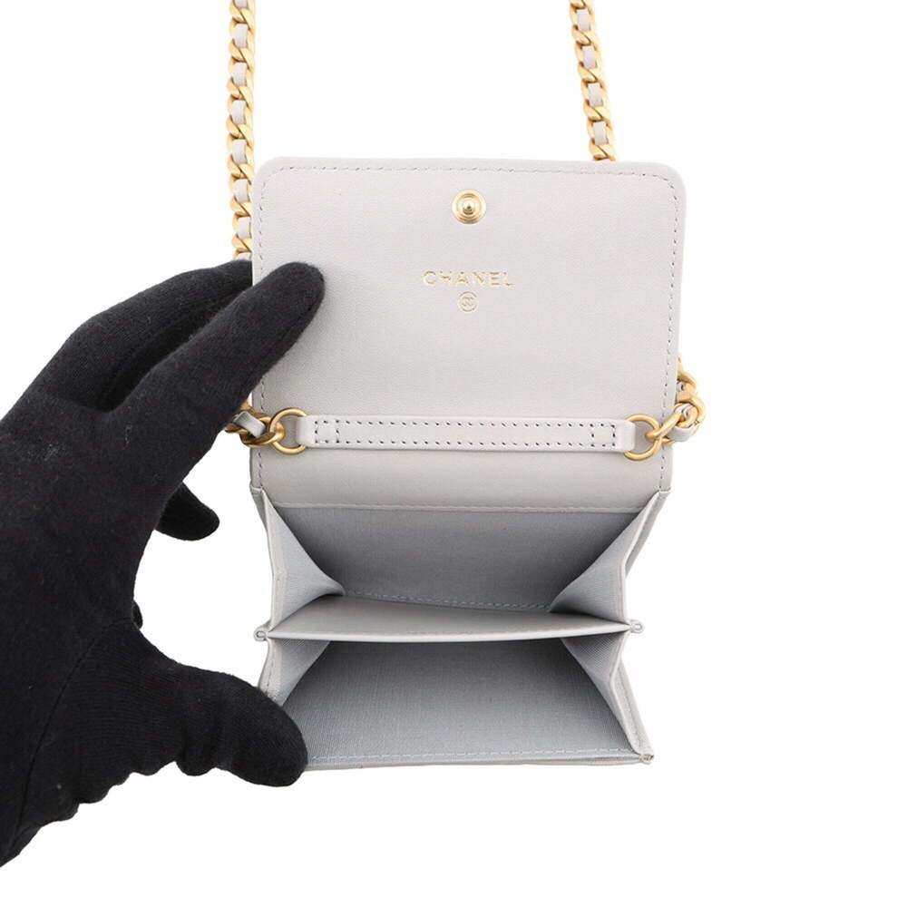 CHANEL Gray Lambskin Leather Wallet - Picture 6 of 16